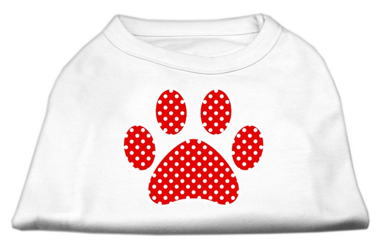 Red Swiss Dot Paw Screen Print Shirt White XXXL